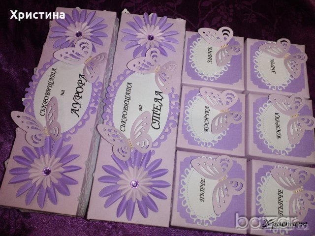 Кутии за бебешки съкворища за момиче в лилаво, с пеперуди, снимка 6 - Други - 20223942