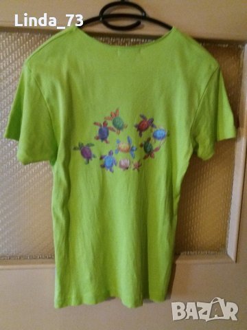 Дам.тениска-"100% Girls"-/памук/-гущерово зелена. Закупена от Италия., снимка 2 - Тениски - 21961913