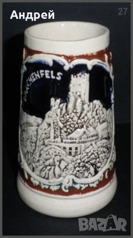  Малка керамична декоративна,релефна и атрактивна халба, снимка 3 - Чаши - 22973949