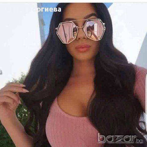 Хит слънчеви очила многоъгълни розово злато, снимка 1