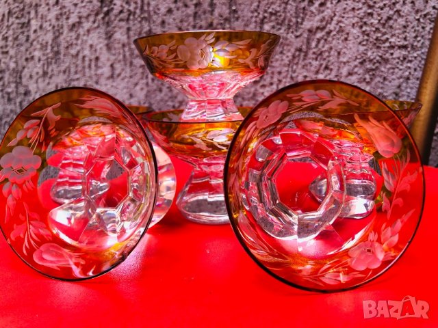 Кристален сервиз за алкохол Бохемия от 1900 г., снимка 6 - Сервизи - 22910027