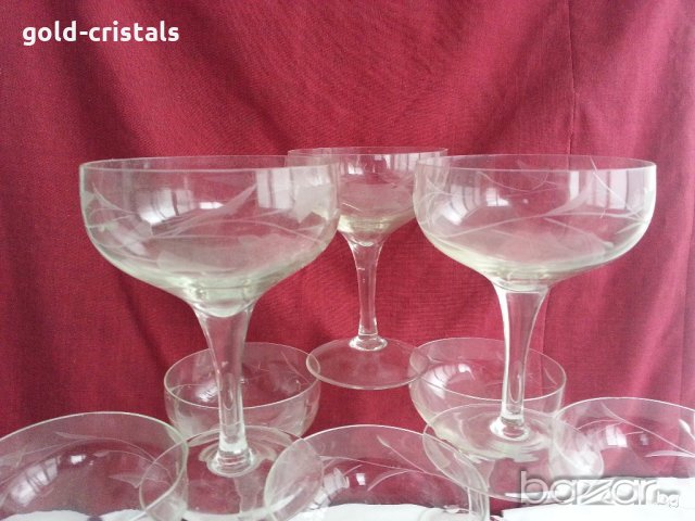  стъклени чаши гравирани , снимка 5 - Антикварни и старинни предмети - 20390027