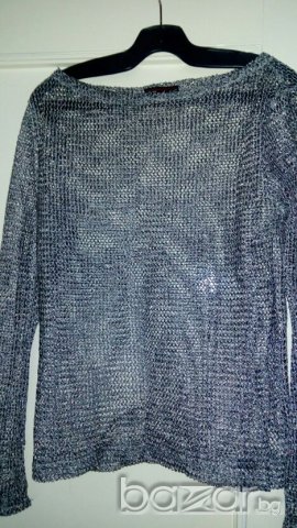 Сивосребриста мрежеста блуза, с дълъг ръкав, снимка 2 - Блузи с дълъг ръкав и пуловери - 19503891