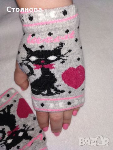 Ръкавици без пръсти с котета черно, сиво, синьо, розово, снимка 1