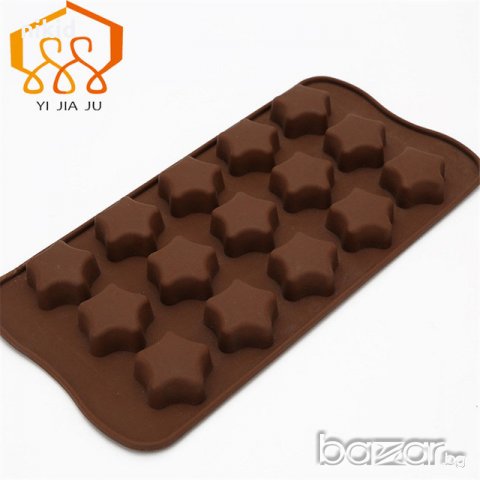 15 звезди звезда  силиконов молд калъп форма бонбон шоколад желирани украса декорация глина бонбони, снимка 1 - Форми - 20256599