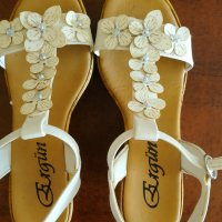 Дамски бели сандали на платформа, снимка 6 - Сандали - 25582086