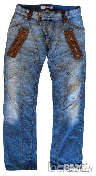 Bray Steve Alan Denim Einstein мъжки сини дънки с кожени орнаменти 100% памук, снимка 1