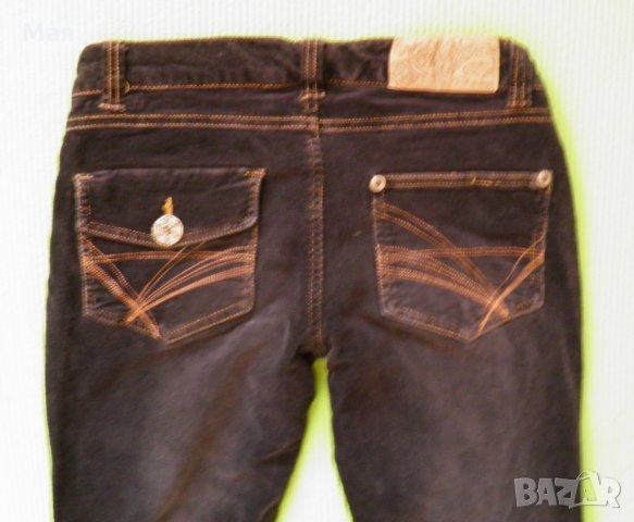 Fishbon черни дамски джинси от ситно кадифе, снимка 4 - Дънки - 26187299