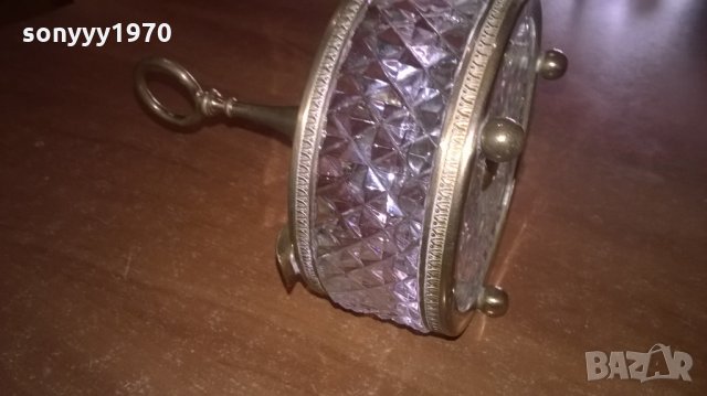 АНТИКА кристал и месинг-ретро пепелник за колекция-14х10см--внос франция, снимка 13 - Антикварни и старинни предмети - 23586731