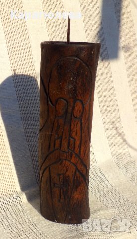 Дървен авторски свещник с изображения на светци, снимка 3 - Декорация за дома - 23789662