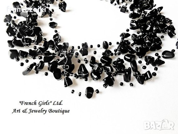 Колие от естествени камъни - Черен оникс - многоредно, снимка 3 - Колиета, медальони, синджири - 22735125