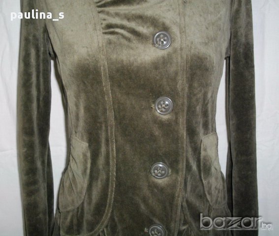 Актуално сако тип блузка ”Essentiel” Antwerp / зелено еластично кадифе, снимка 11 - Сака - 15738919
