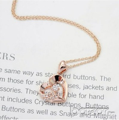 Колие позлатено с 18к злато с Сваровски кристали и Цирконий -№15, снимка 7 - Колиета, медальони, синджири - 6761685