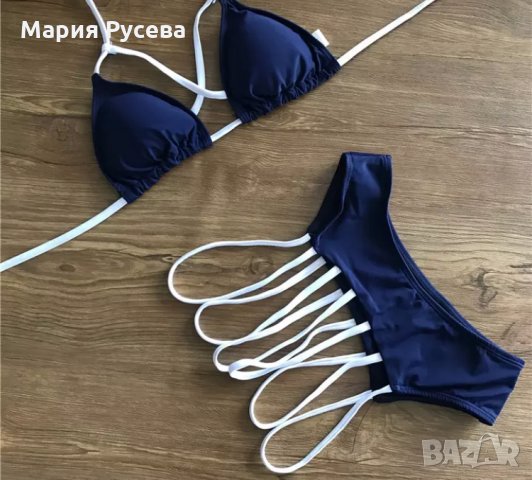 Тъмно син бански изрязан , снимка 2 - Бански костюми - 22307188