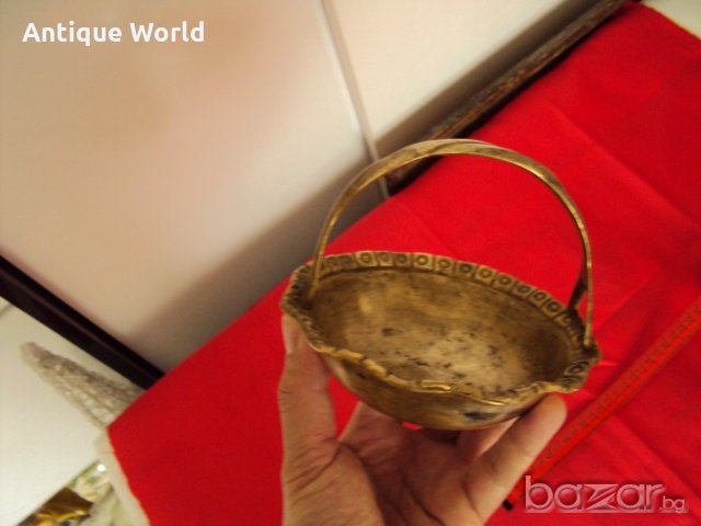 Стара Масивна Бронзова Бонбониера Кошница, снимка 6 - Антикварни и старинни предмети - 20455604