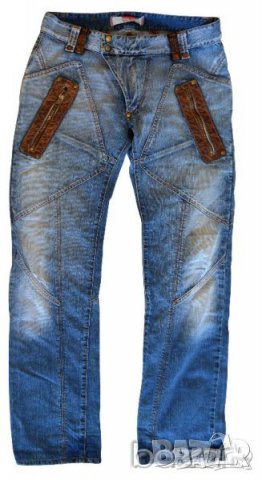 Bray Steve Alan Denim Einstein мъжки сини дънки с кожени орнаменти 100% памук