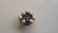 Старинна брошка накит перли диаманти сребро - изключителна, снимка 3