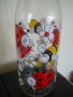 стъклена бутилка 1 литър декорация калинки и цветя, снимка 1 - Други - 21130108