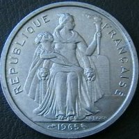 2 франка 1965, Френска Полинезия, снимка 2 - Нумизматика и бонистика - 21354815