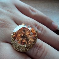 ХИТ! ПРОМО! Златист пръстен с оранжев камък, снимка 5 - Пръстени - 18476051