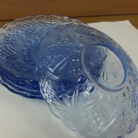Стъклени чинии и поднос цветно синьо стъкло, снимка 7 - Антикварни и старинни предмети - 26194372