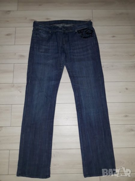 Дамски сини дънки марка P@s Jeans с черни орнаменти на джобовете, снимка 1
