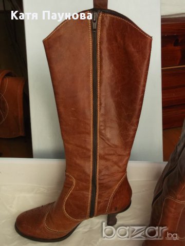 Кожени ботуши Bata с капси, естествена кожа, 37 номер, снимка 5 - Дамски ботуши - 9059391