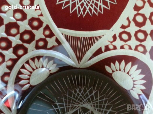  кристална купа цветен червен кристал, снимка 5 - Антикварни и старинни предмети - 25655524