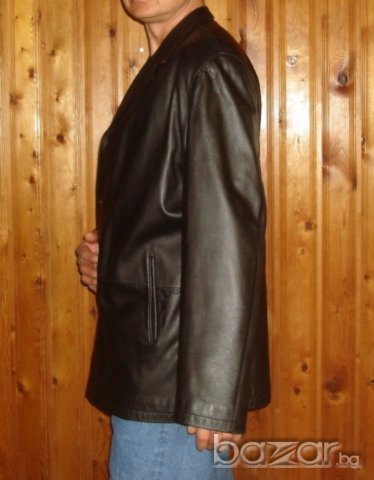 Стилно мъжко кожено сако, XXL   , снимка 3 - Сака - 16373901