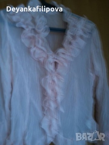 Ефирна блуза с намачкан ефект-бледо розова, снимка 2 - Корсети, бюстиета, топове - 22391597