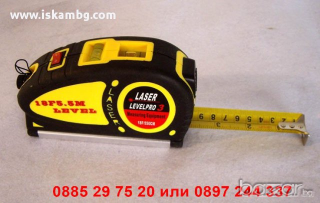 Лазерен нивелир с ролетка 5.5 метра - код 1036, снимка 2 - Измервателни инструменти - 12619093