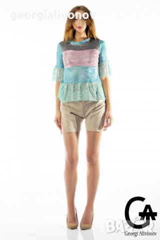 Дизайнерска блестяща блуза [fw18ga15] , снимка 1 - Блузи с дълъг ръкав и пуловери - 22344547