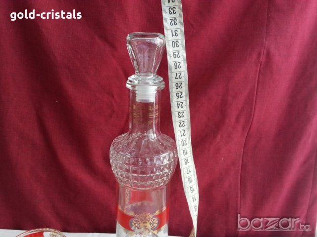 Гарафа и чаши с златни кантове  италия маркиран, снимка 3 - Антикварни и старинни предмети - 20688925