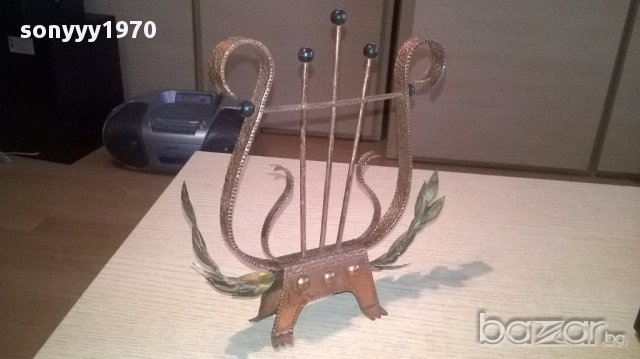 Арфа-кован метал-цвят злато-21х21х6см-внос швеицария, снимка 7 - Антикварни и старинни предмети - 17768504