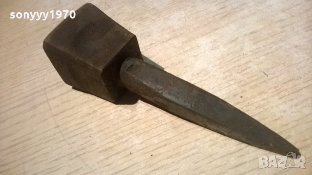 стара наковалня-ковано желязо-ретро колекция-13х4х4см, снимка 4 - Антикварни и старинни предмети - 23142799