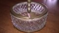 АНТИКА кристал и месинг-ретро пепелник за колекция-14х10см--внос франция, снимка 4