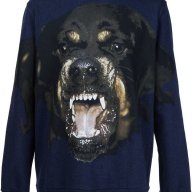 GIVENCHY Blue Rottweiler Print Мъжка Блуза тип Пуловер размер M, снимка 1 - Пуловери - 16510447