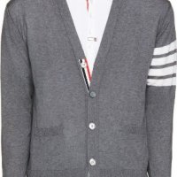 THOM BROWNE Striped Grey Cardigan Мъжки Пуловер Жилетка size S, снимка 7 - Пуловери - 19418877