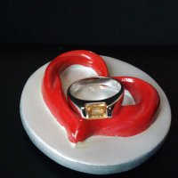 Сребърен пръстен с цитрин, снимка 2 - Пръстени - 25290513