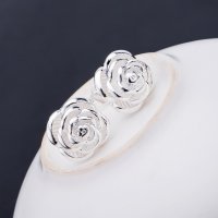 Сребърни обеци роза - 925 сребро BF107, снимка 4 - Обеци - 24255817