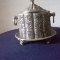посребрена антикварна захарница,купа, снимка 4 - Антикварни и старинни предмети - 20409596