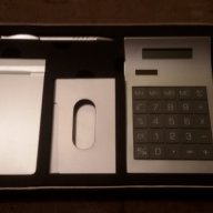 луксозен метален алуминиев мат комплект включващ химикалка,калкулатор,визитник и тефтерче, снимка 2 - Подаръци за рожден ден - 16831793