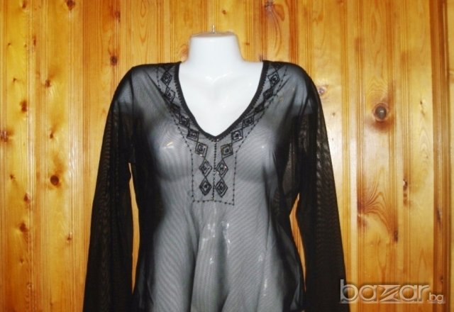 Fransa, нежна воалена черна блуза, М  , снимка 7 - Туники - 18369014