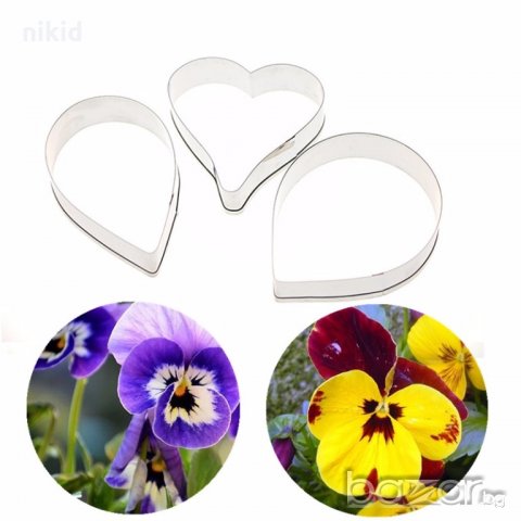 голяма теменужка виолетка 3 части резци за направа цвете метални форми декорация украса тесто фондан