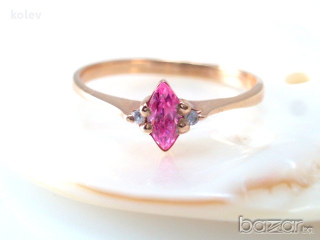  златен пръстен с розов цирконий 1.34 грама, размер №53.5, снимка 1 - Пръстени - 13729043