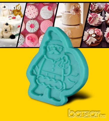 Дядо Коледа с чувал контур силиконов молд форма коледен  за украса декорация фондан шоколад и др