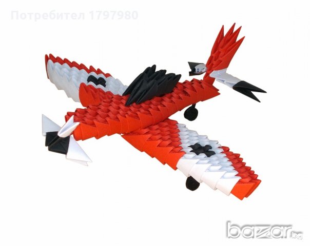 Комплект за изработване на модулно оригами Червен самолет, снимка 4 - Други - 19520271