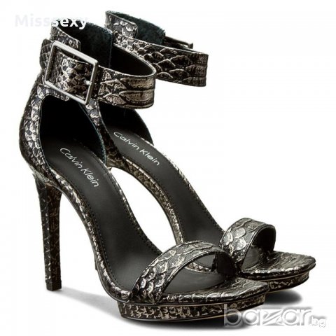 ПРОМО 🍊 CALVIN KLEIN 🍊 Дамски сандали ест. кожа BLACK&SILVER № 38 & 39 нови, снимка 9 - Сандали - 21379558