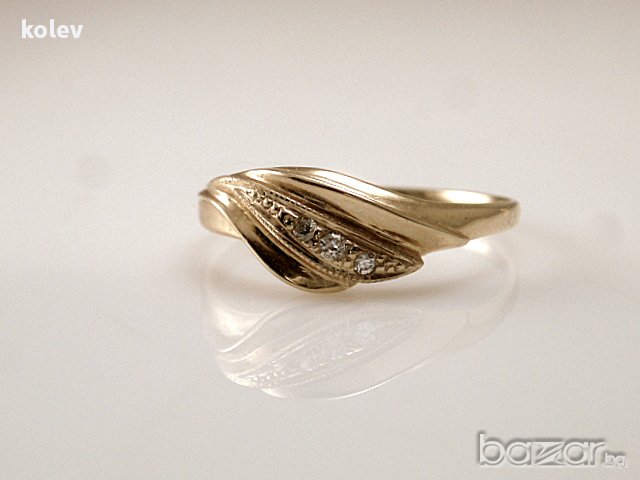 златен пръстен с цирконии -евгения- 1.87 грама/размер №61.5, снимка 3 - Пръстени - 13272180
