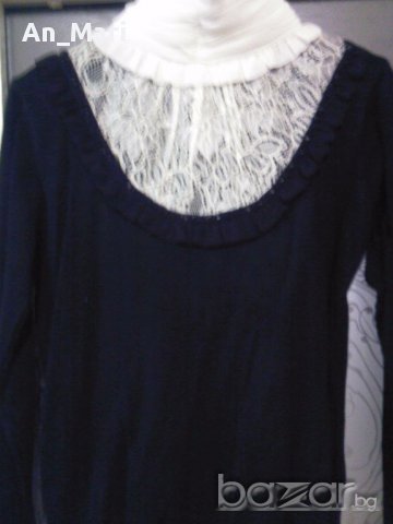 Дамска блузка-пуловерче, черно и бяло - дантела, перли! Намалена!, снимка 6 - Блузи с дълъг ръкав и пуловери - 12880669